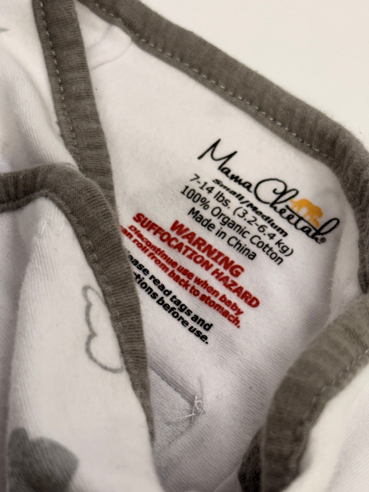 Mama Cheetah Gray Cloud Swaddle Small 7-14lbs