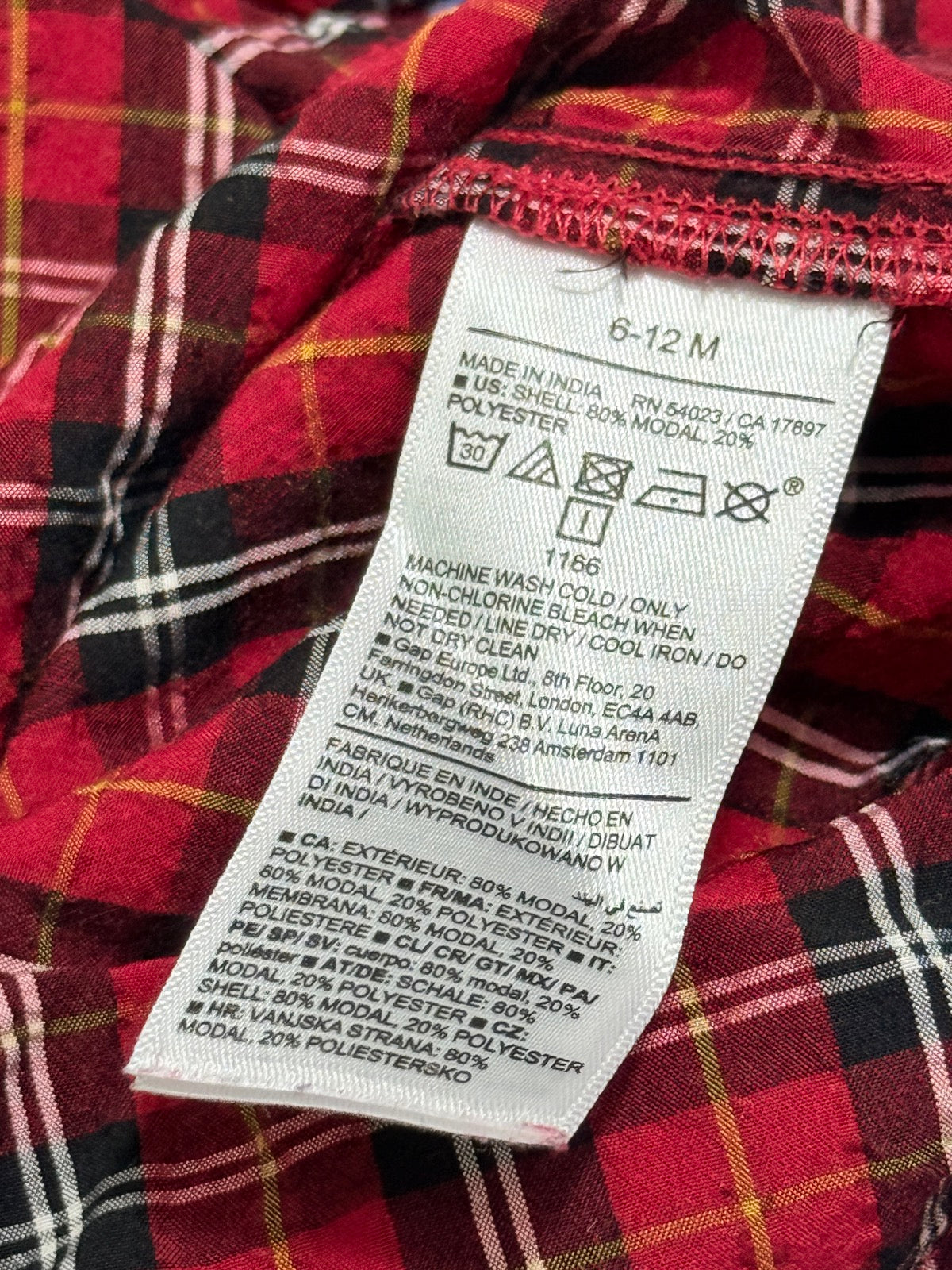 Old Navy Red Plaid Top 6-12M
