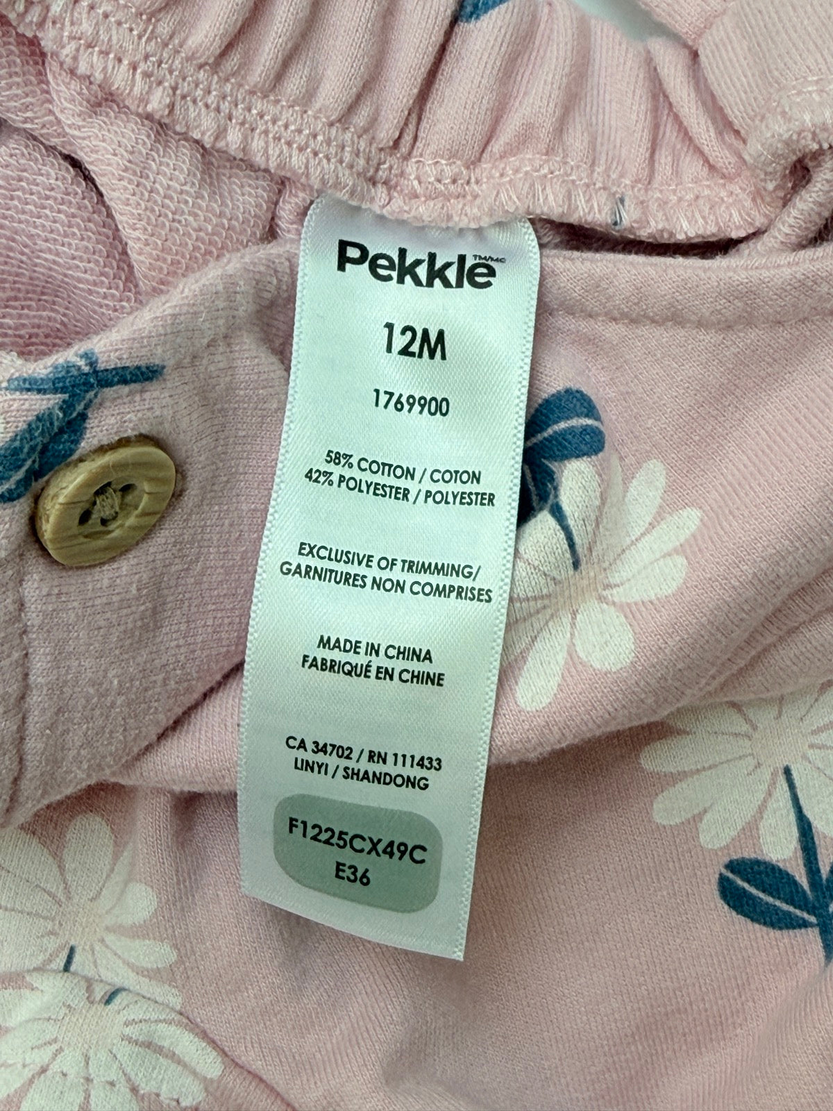 Pekkle Pink Floral Romper 12M