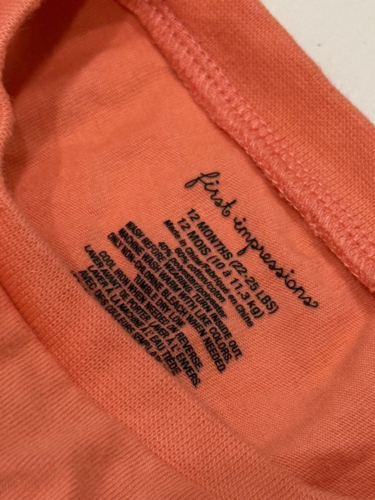 First Impressions Coral Dress 12 Months