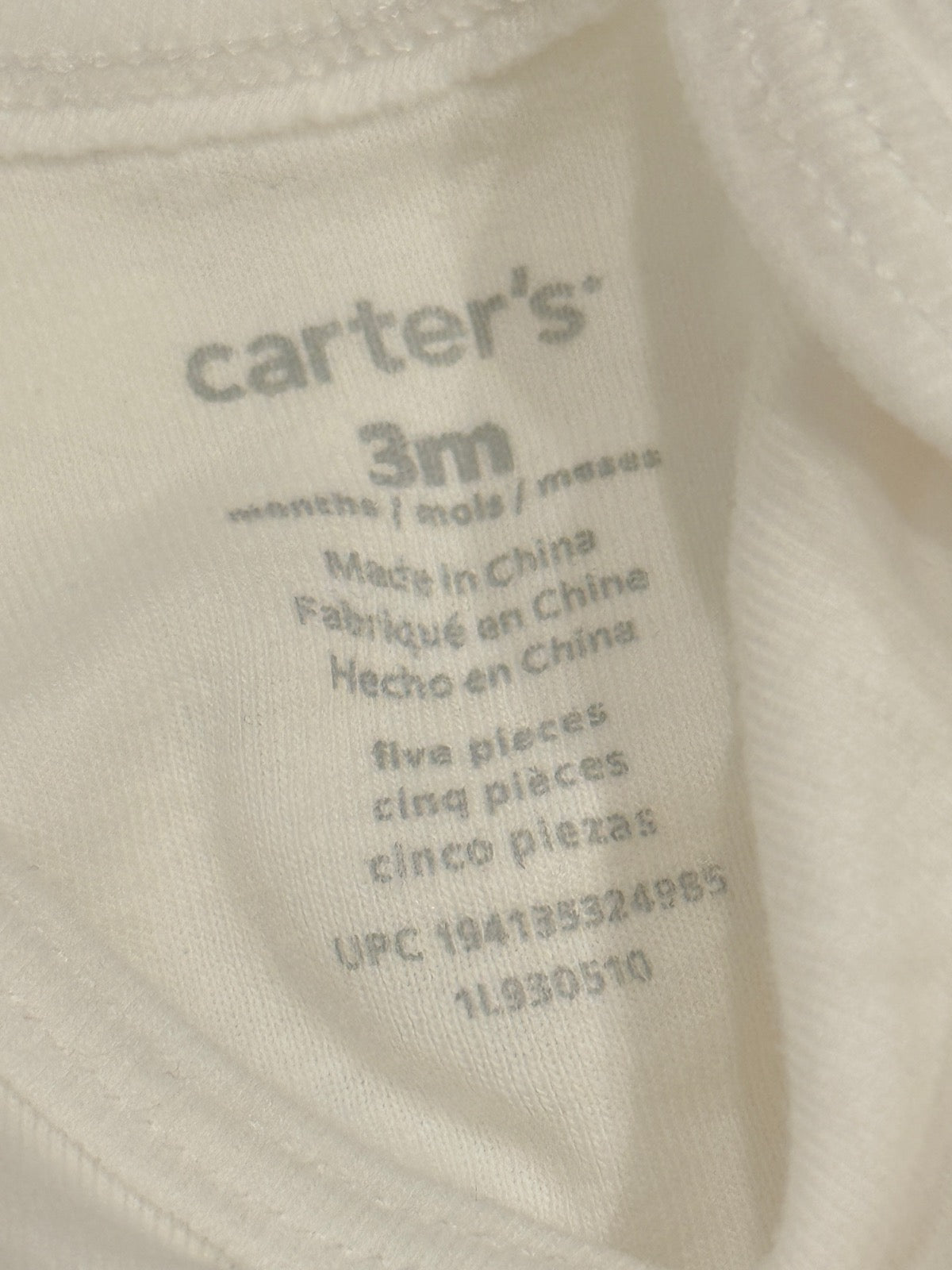 Carter's White Short Sleeve Bodysuit 5-Pack 3m