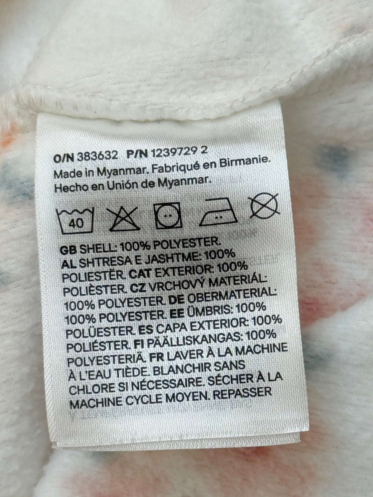 H&M Floral Fleece Zip Jacket 6-9M