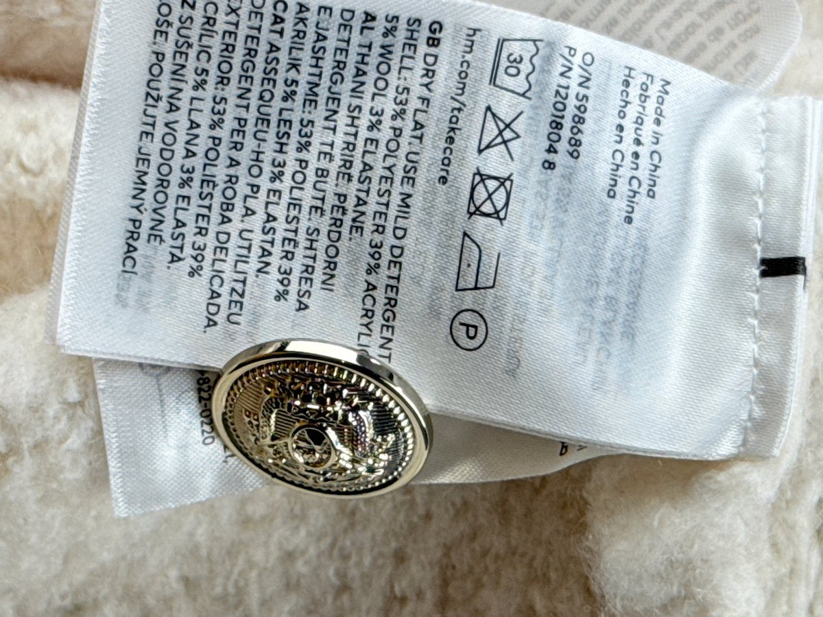 H&M Cream Bouclé Cardigan Size XS