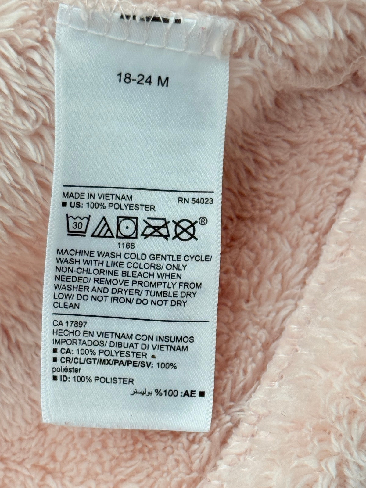 Old Navy Pink Fuzzy Bear Hood Jacket 18-24M