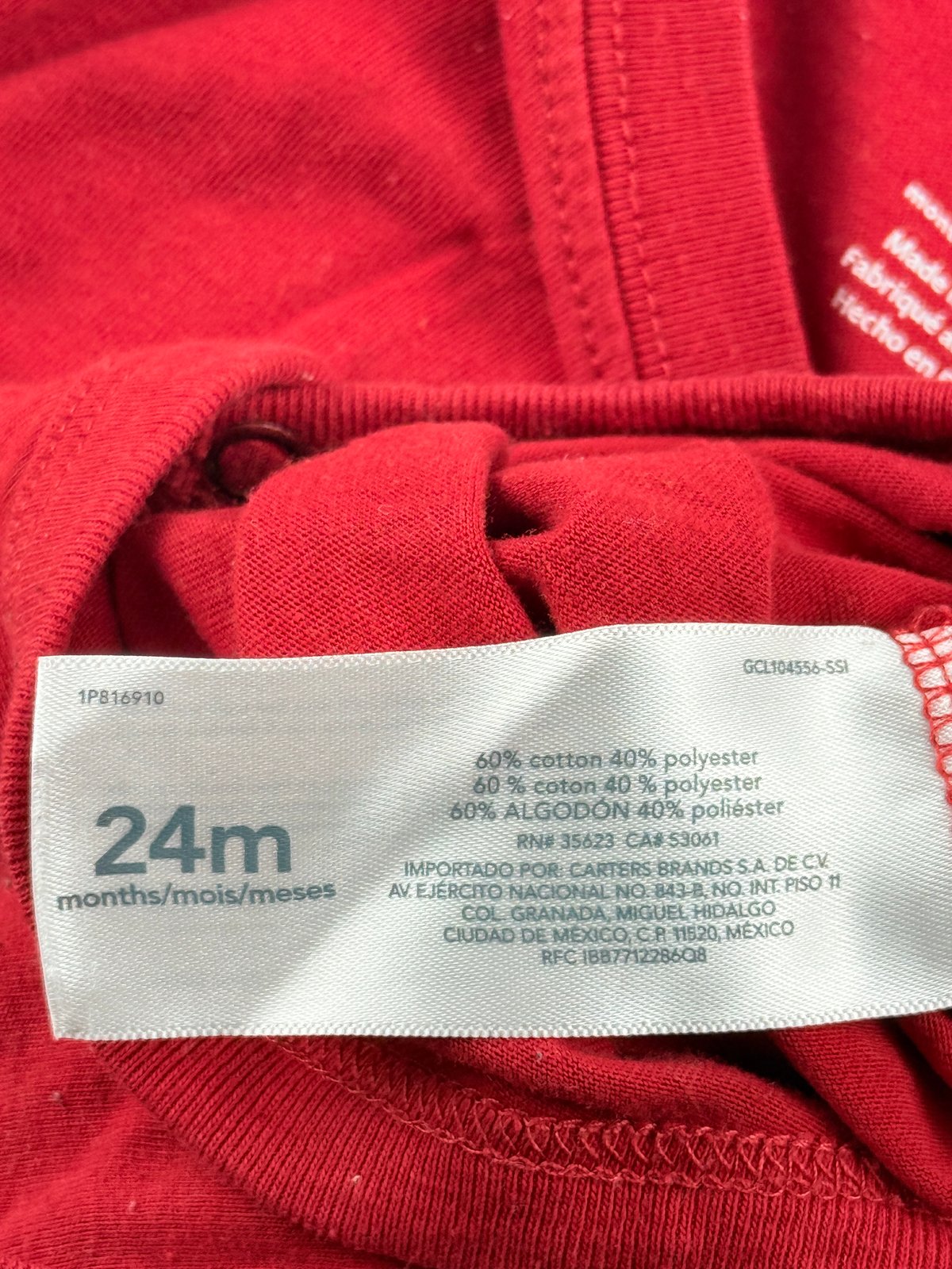 Carter's Baby Elf Red Bodysuit 24M