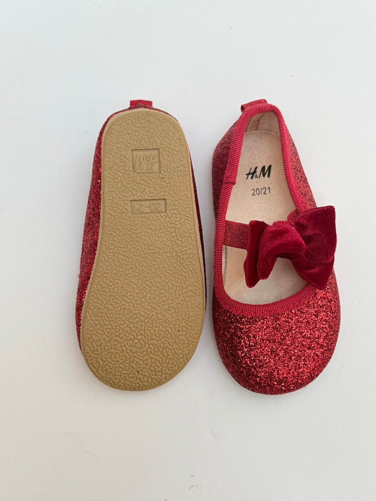 H&M Red Glitter Ballet Flat Size 20 21