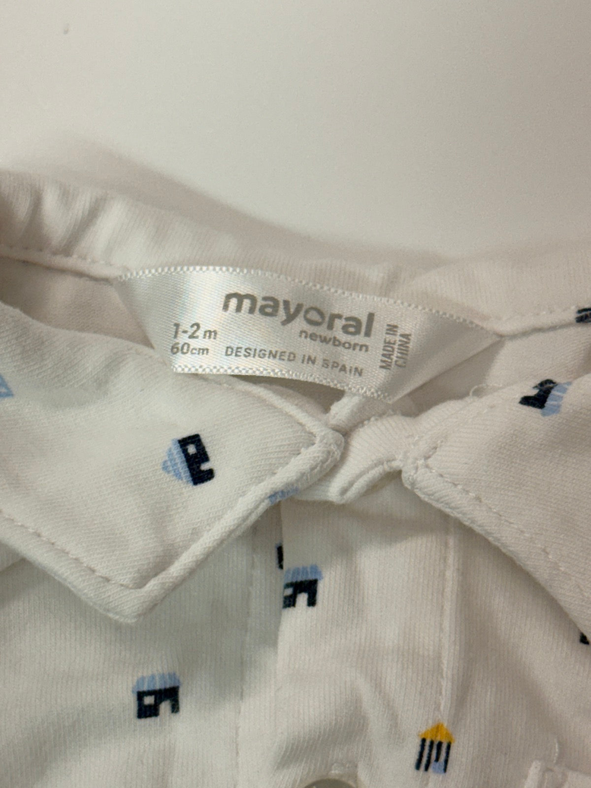 Mayoral White Vehicle Print Bodysuit 1-2m