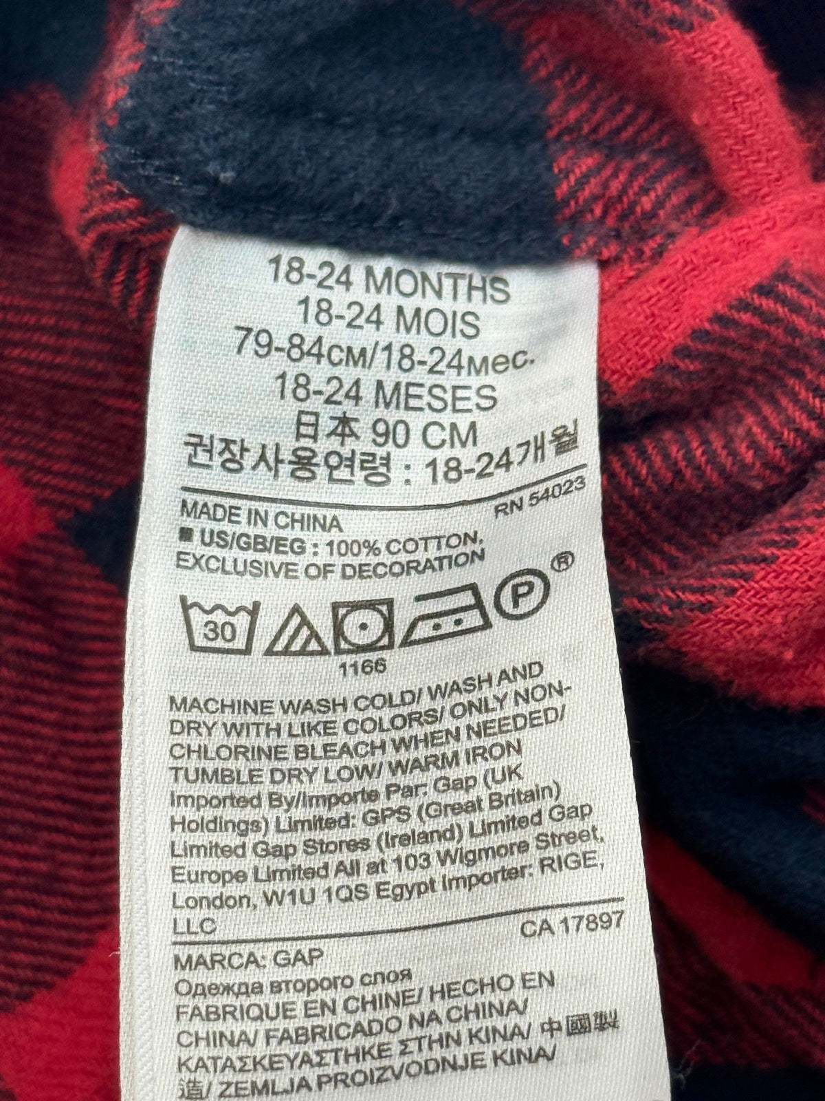 Baby Gap Buffalo Plaid Flannel Shirt 18-24M