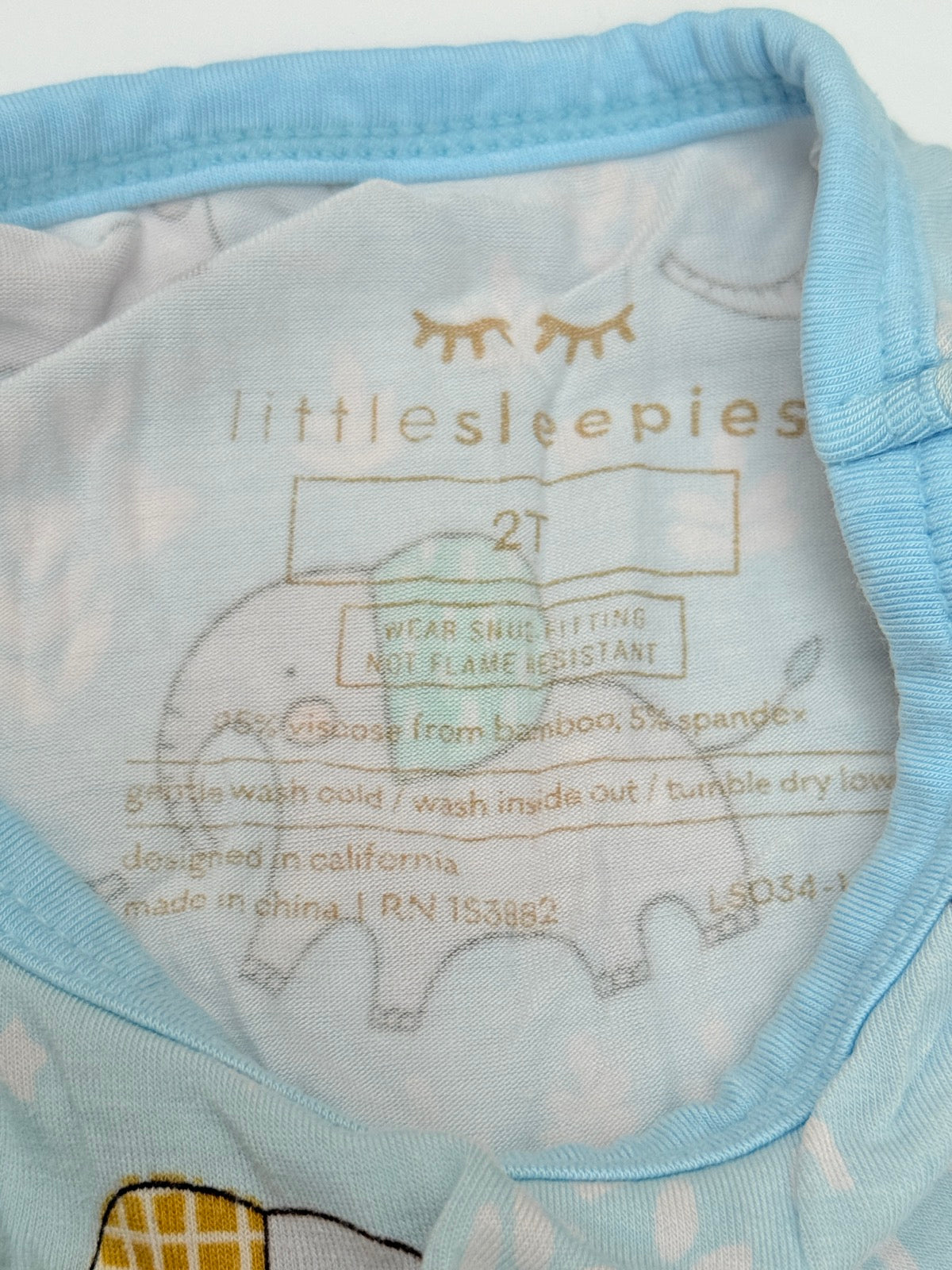 Little Sleepies Elephant Print Pajama Set 2T