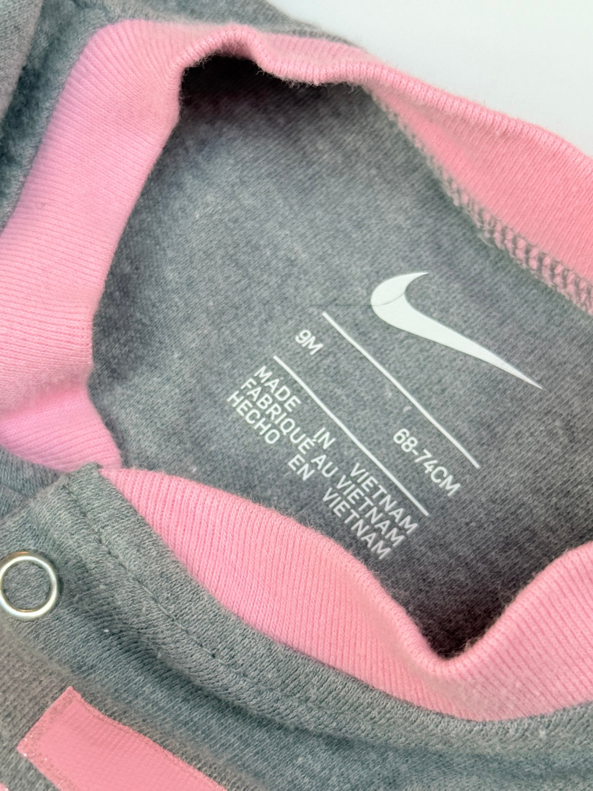 Nike Gray Pink Footed Sleeper Romper 9M