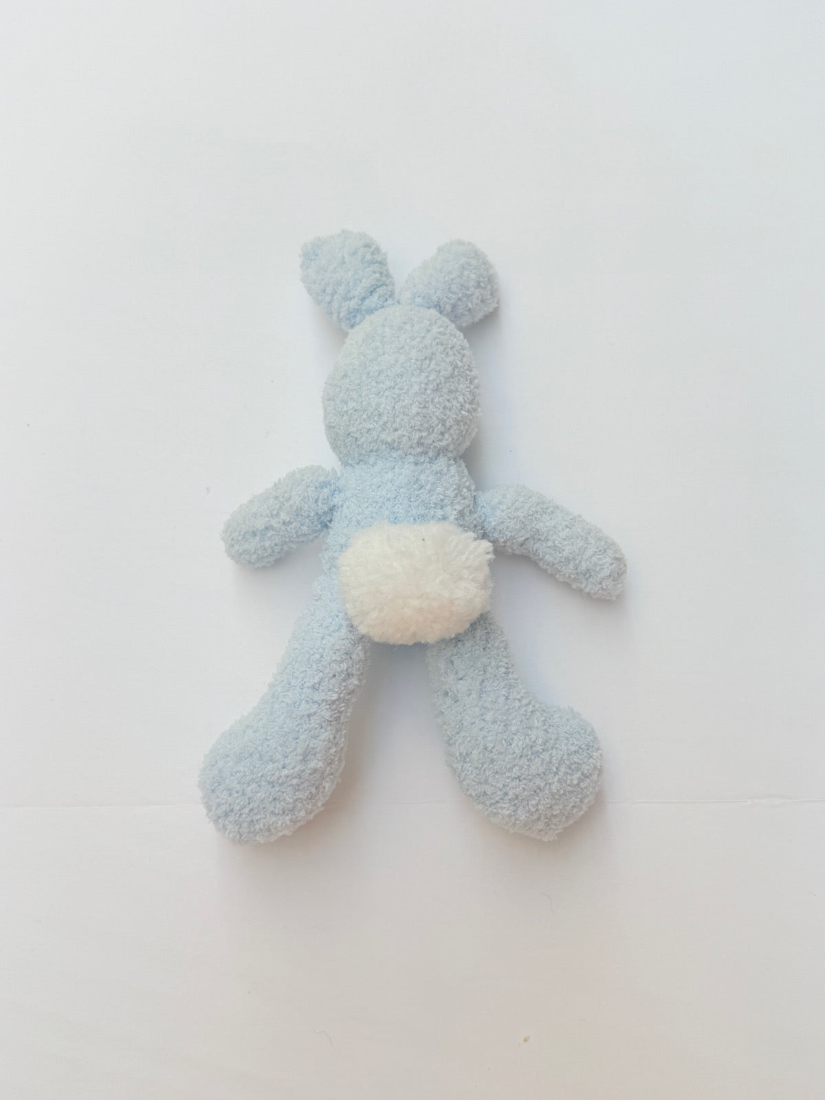 Handmade - Blue Chenille Bunny Plush Rattle Toy