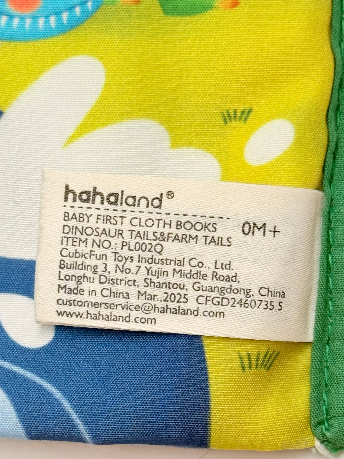 Hahaland Dinosaur Tails Baby Cloth Book