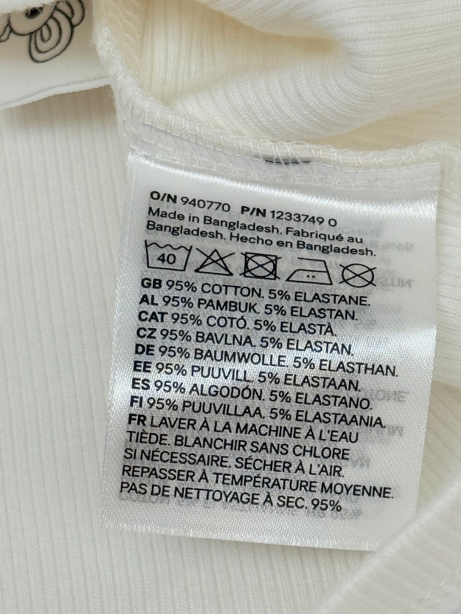 H&M Adorables White Ribbed Henley Top 3/4T