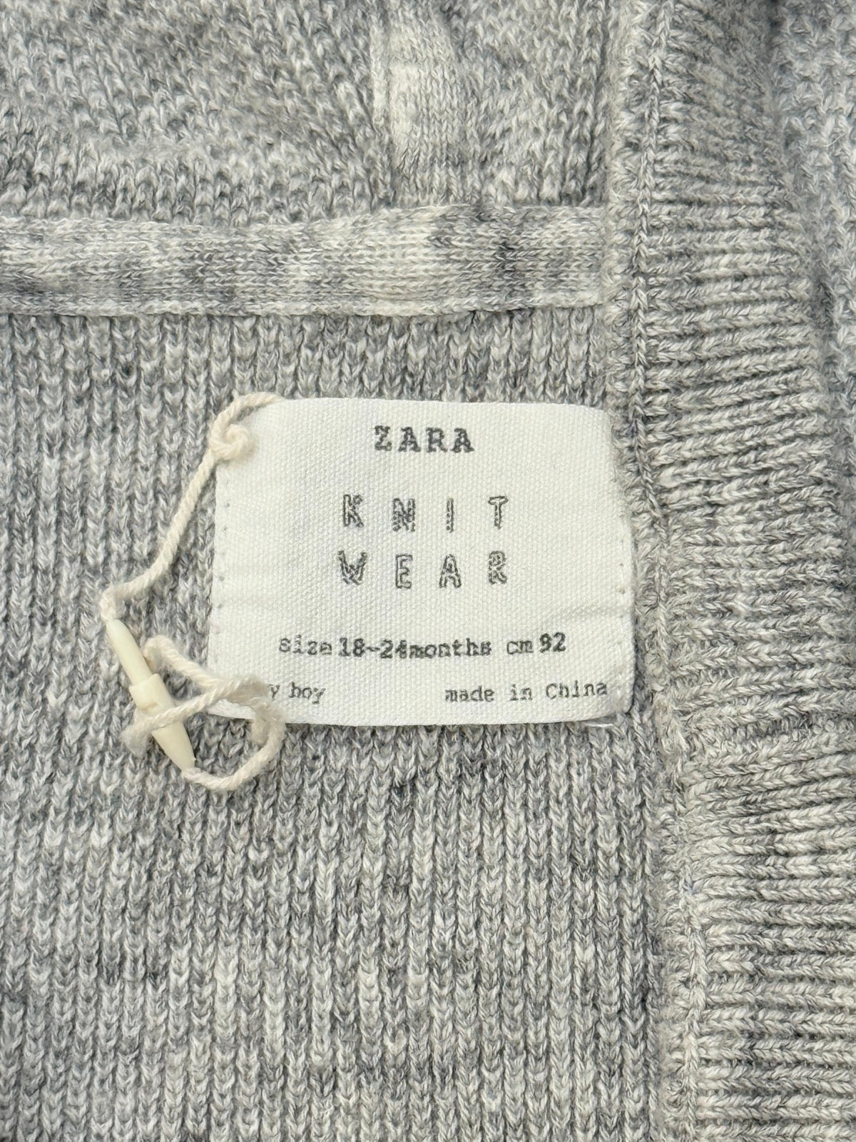 Zara Knit Wear Grey Hooded Cardigan 18-24M