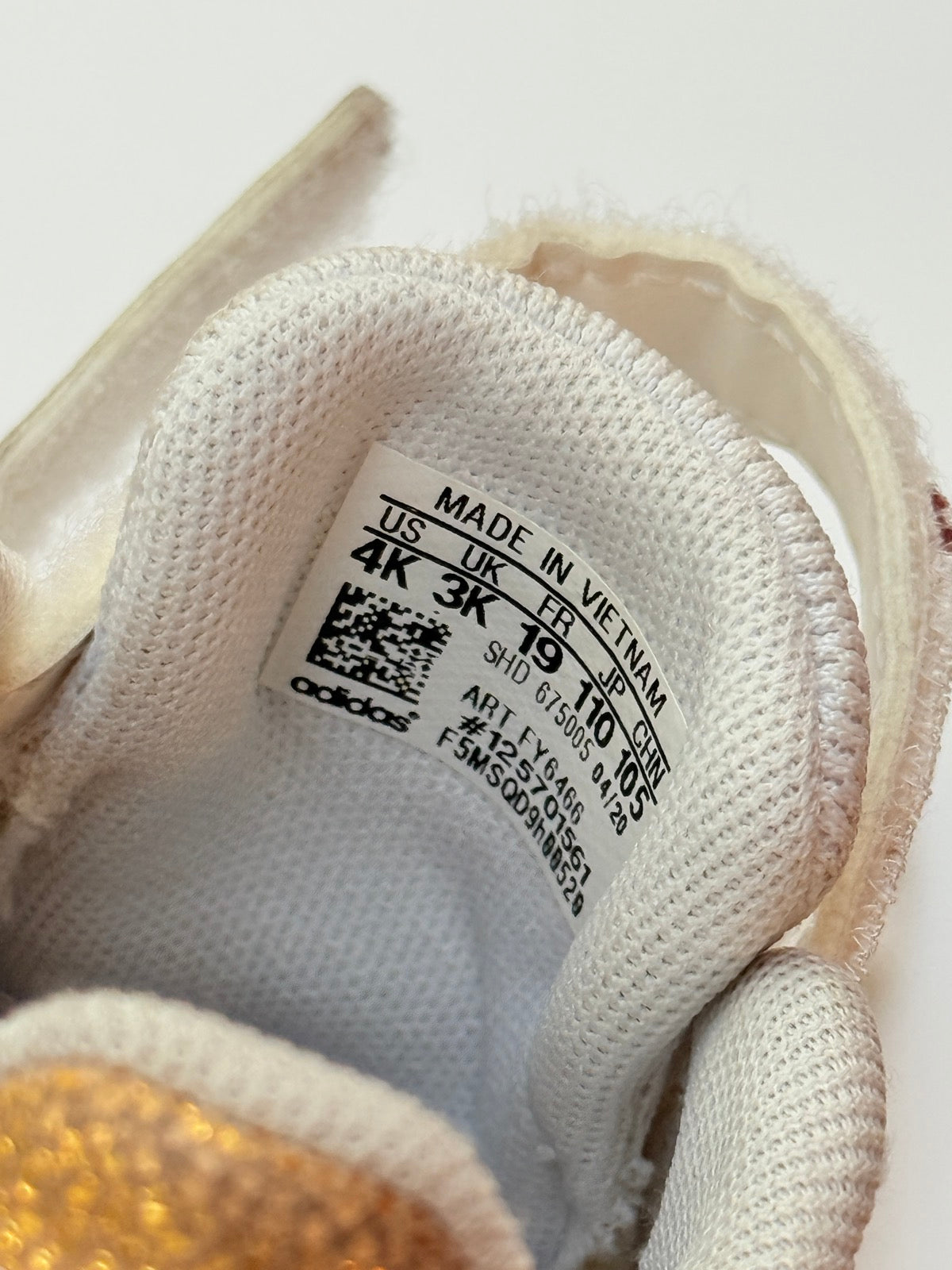 Adidas Grand Court White Gold Glitter Size 4K