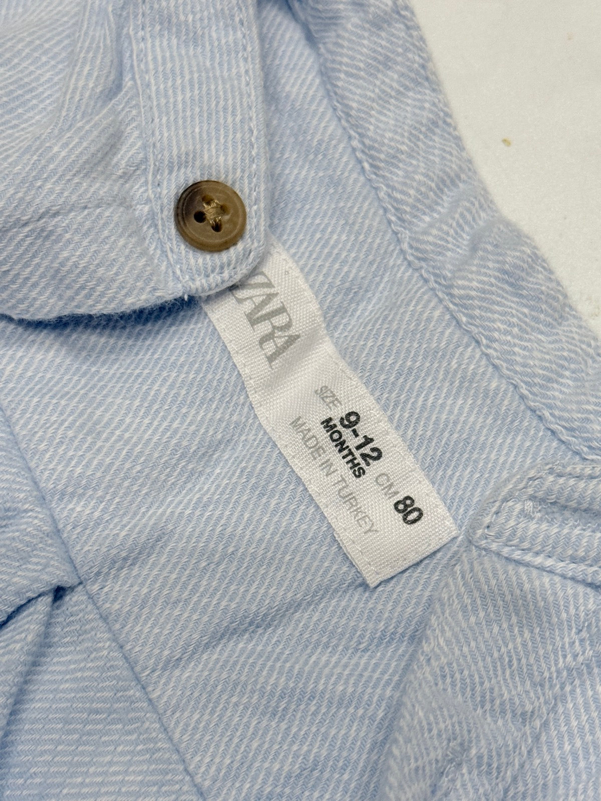 Zara Blue Button-Up Shirt 9-12M