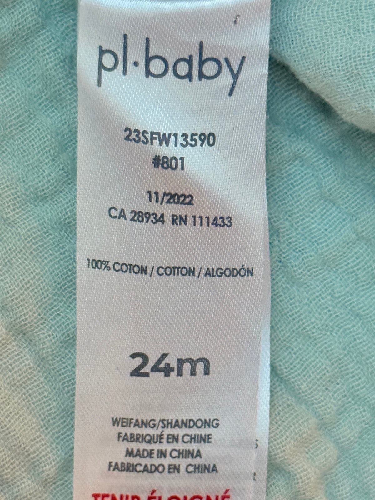 PL·Baby Sage Muslin Collar Dress 24M