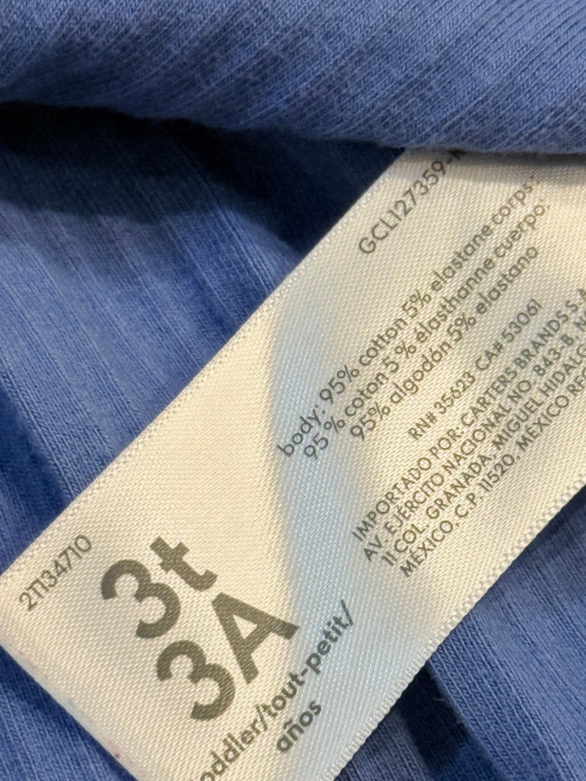 Carter's Blue Ribbed Peplum Top 3T