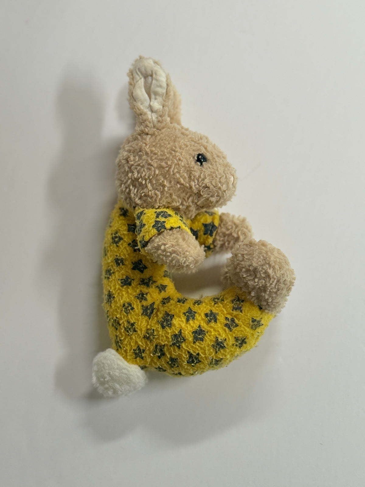 Bunny Rabbit Plush Ring Rattle Yellow Star