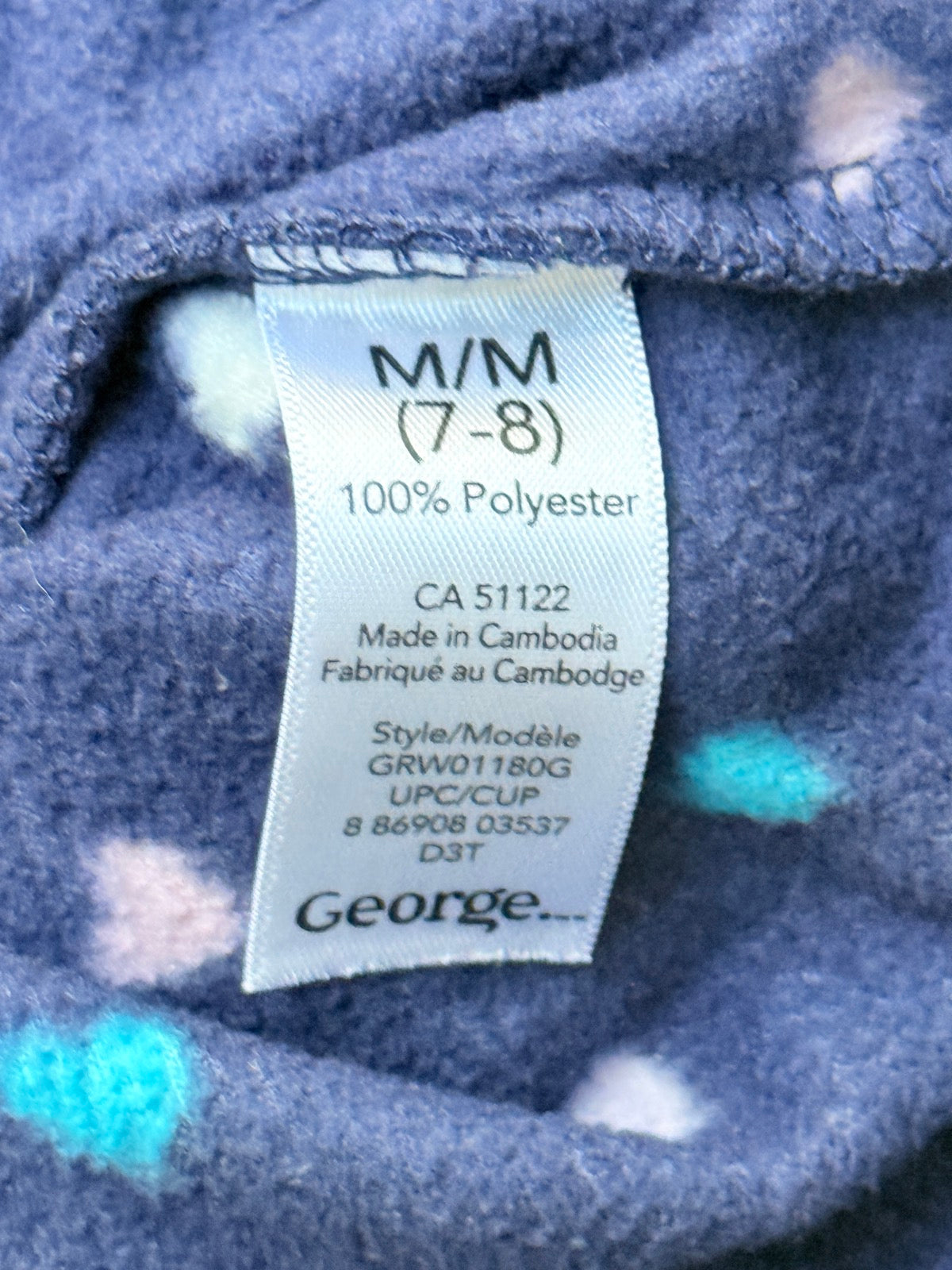 George Heart Print Fleece Hoodie Size 7-8