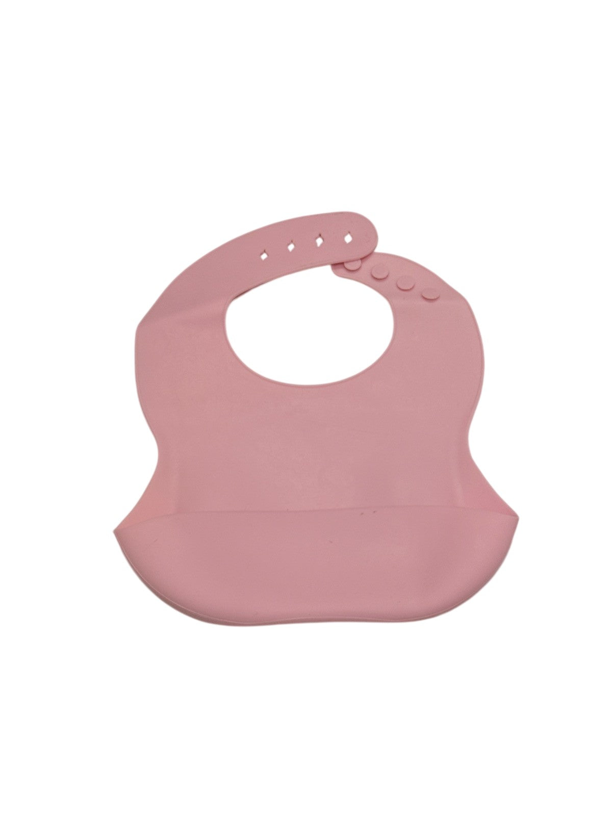 Pink Silicone Baby Bib with Snap Closure