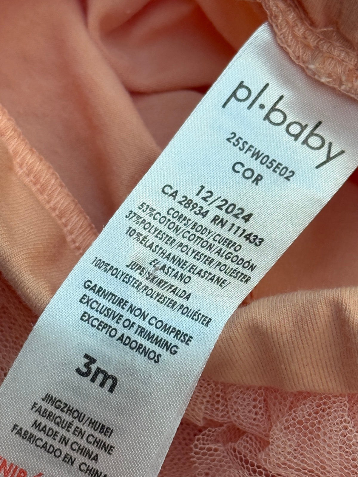 PL Baby Peach Tutu Shorts 3m