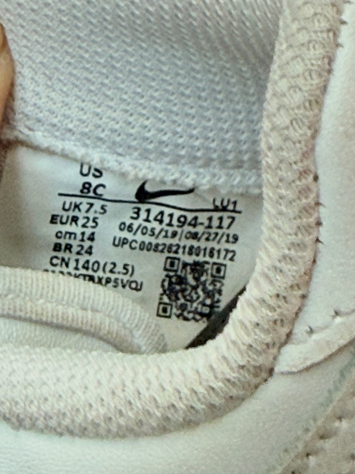 Nike Air Force 1 Toddler White Sneakers Size 8C