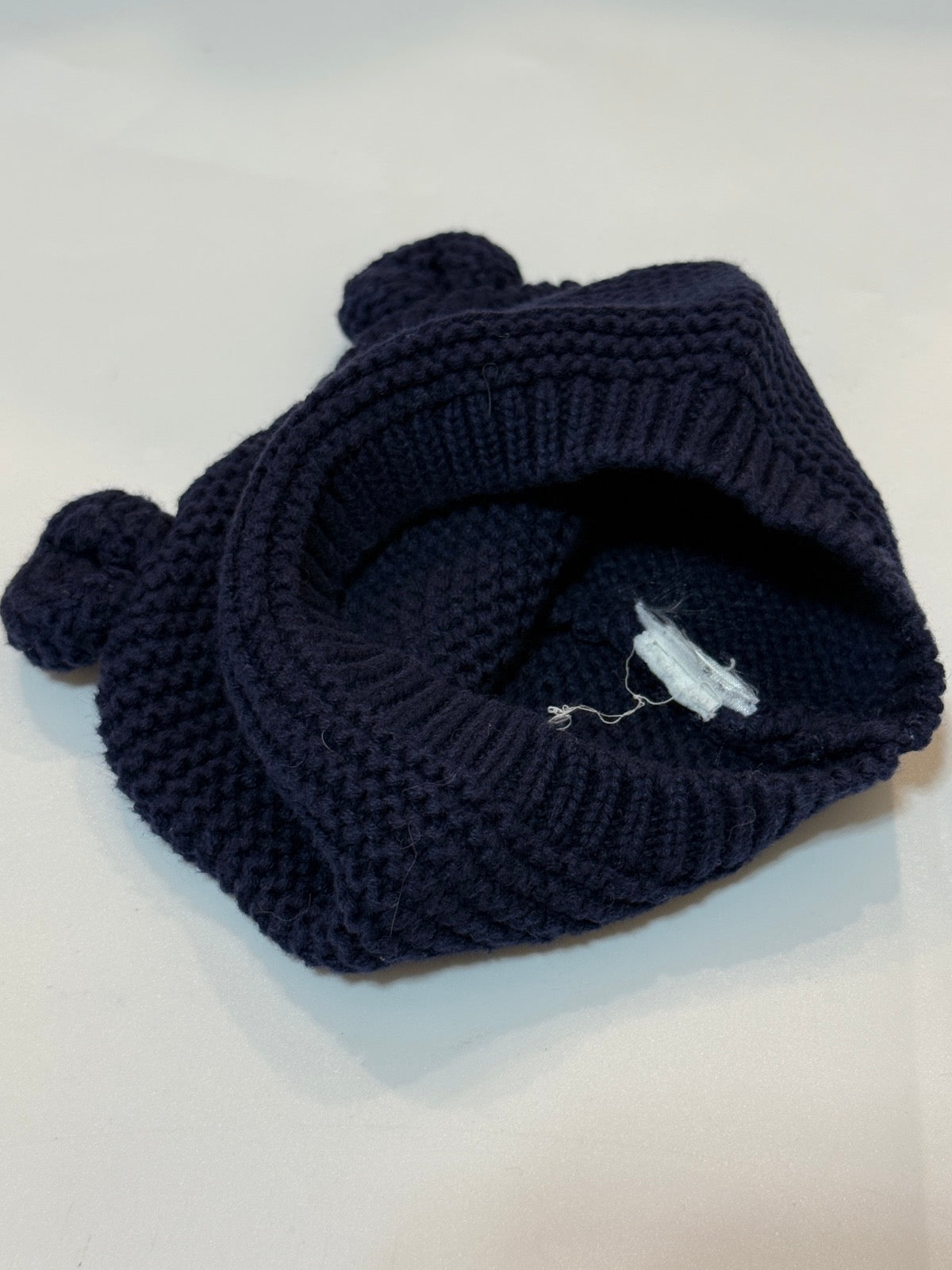 H&M Navy Bear Ear Knit Baby Hat 12-18m