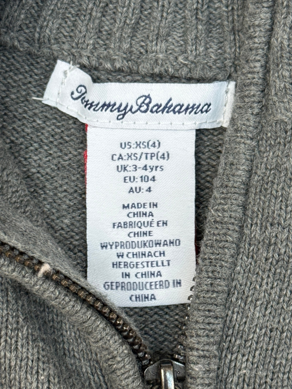 Tommy Bahama Gray Quarter-Zip Sweater 4T