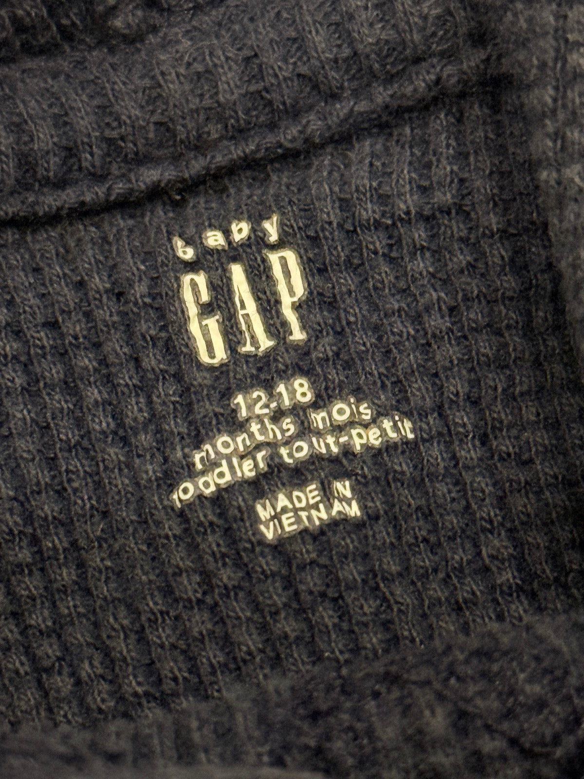 Baby Gap Navy Waffle Hoodie 12-18m