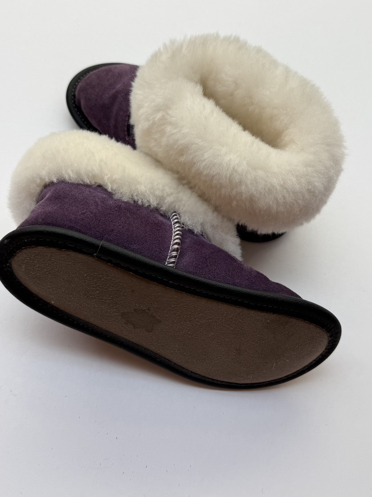 Purple Suede Sherpa Slipper Bootie Size 6