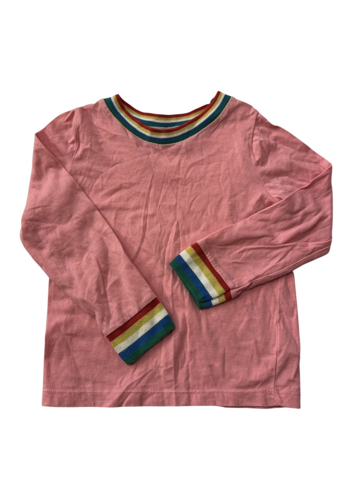 Boden Pink Rainbow Trim Long Sleeve Top 4-5Y