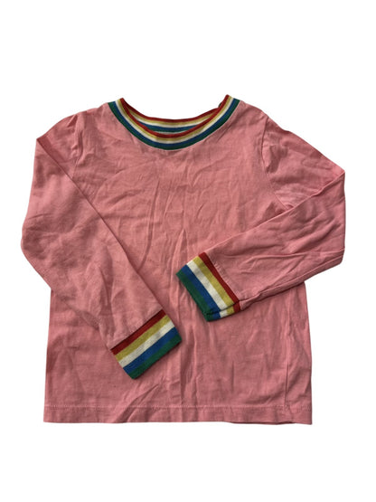 Boden Pink Rainbow Trim Long Sleeve Top 4-5Y