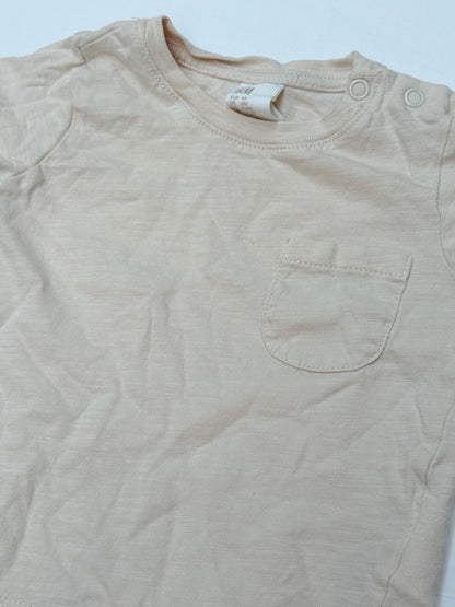 H&M Beige Pocket T-Shirt 4-6M