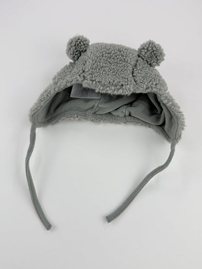 H&M Gray Sherpa Bear Ear Hat 9-12M