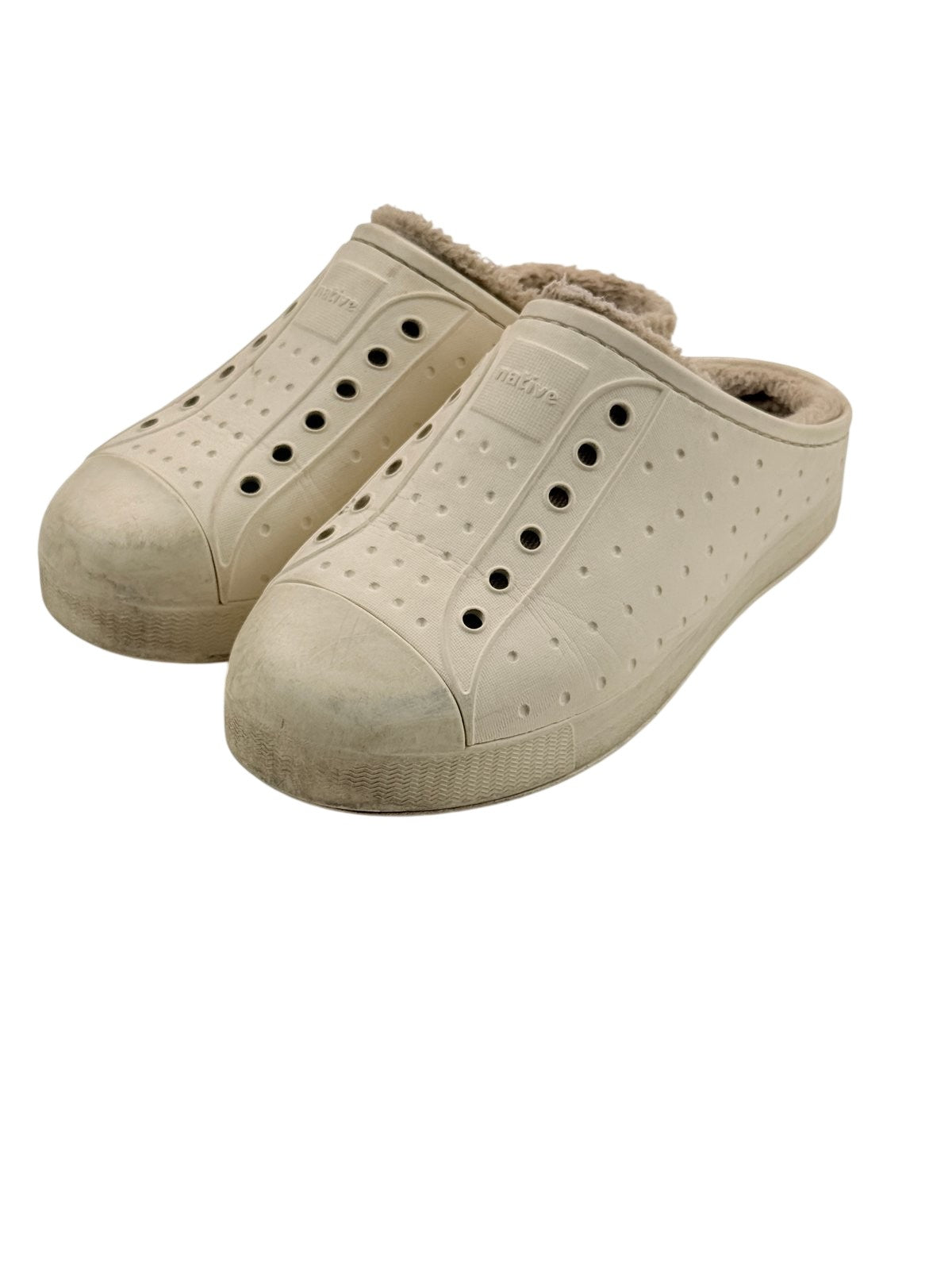 Native Jefferson Fleece-Lined Clogs Bone Size J1 US1