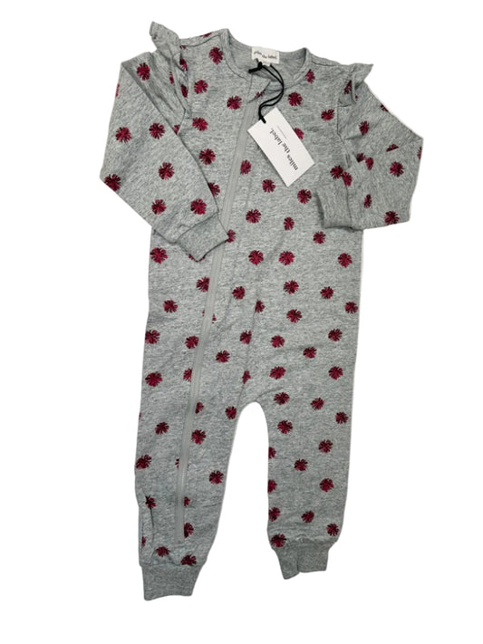 NWT Miles The Label Gray Floral Zip Romper 24m
