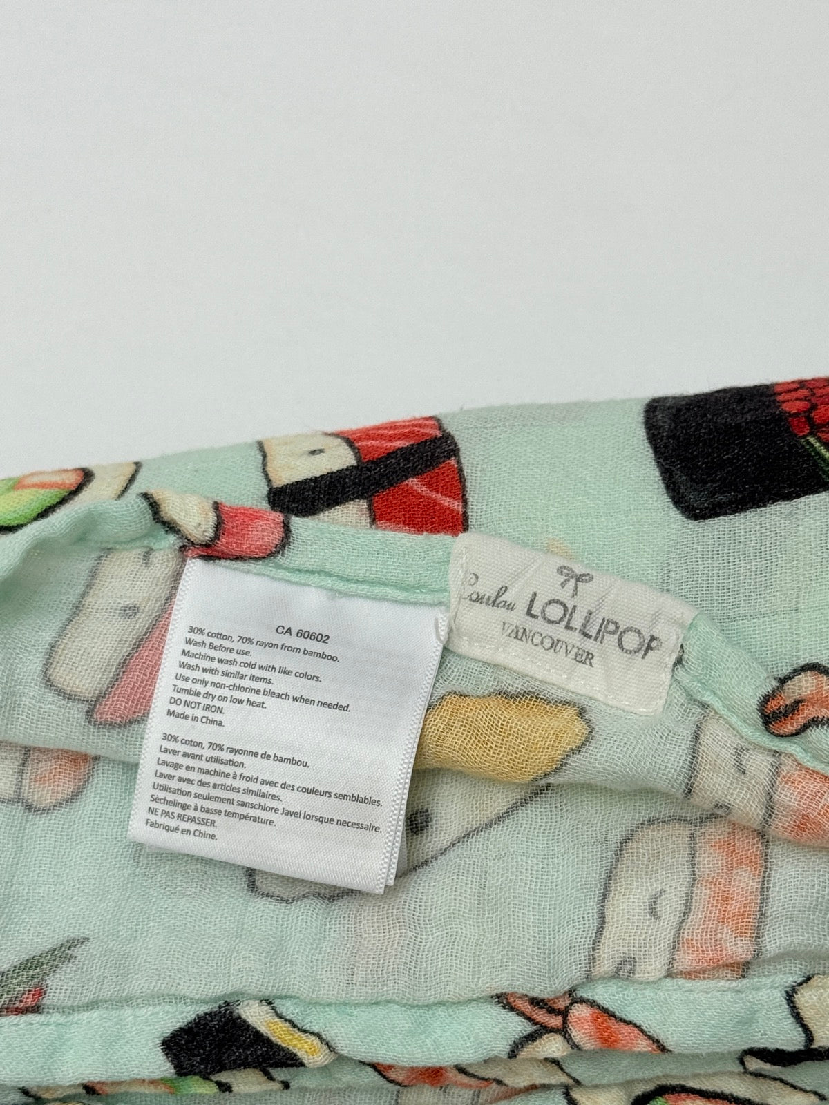 Loulou Lollipop Sushi Print Muslin Swaddle Blanket