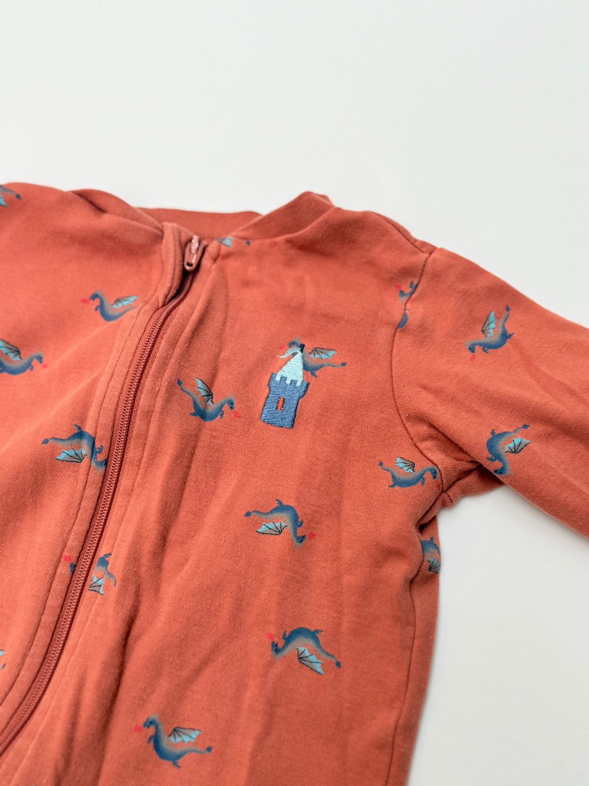 Pekkle Dragon Print Footed Sleeper 12M