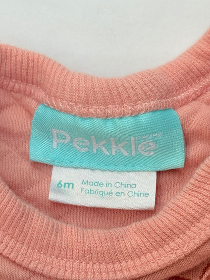 Pekkle Pink Quilted Teddy Bear Sweatshirt 6M