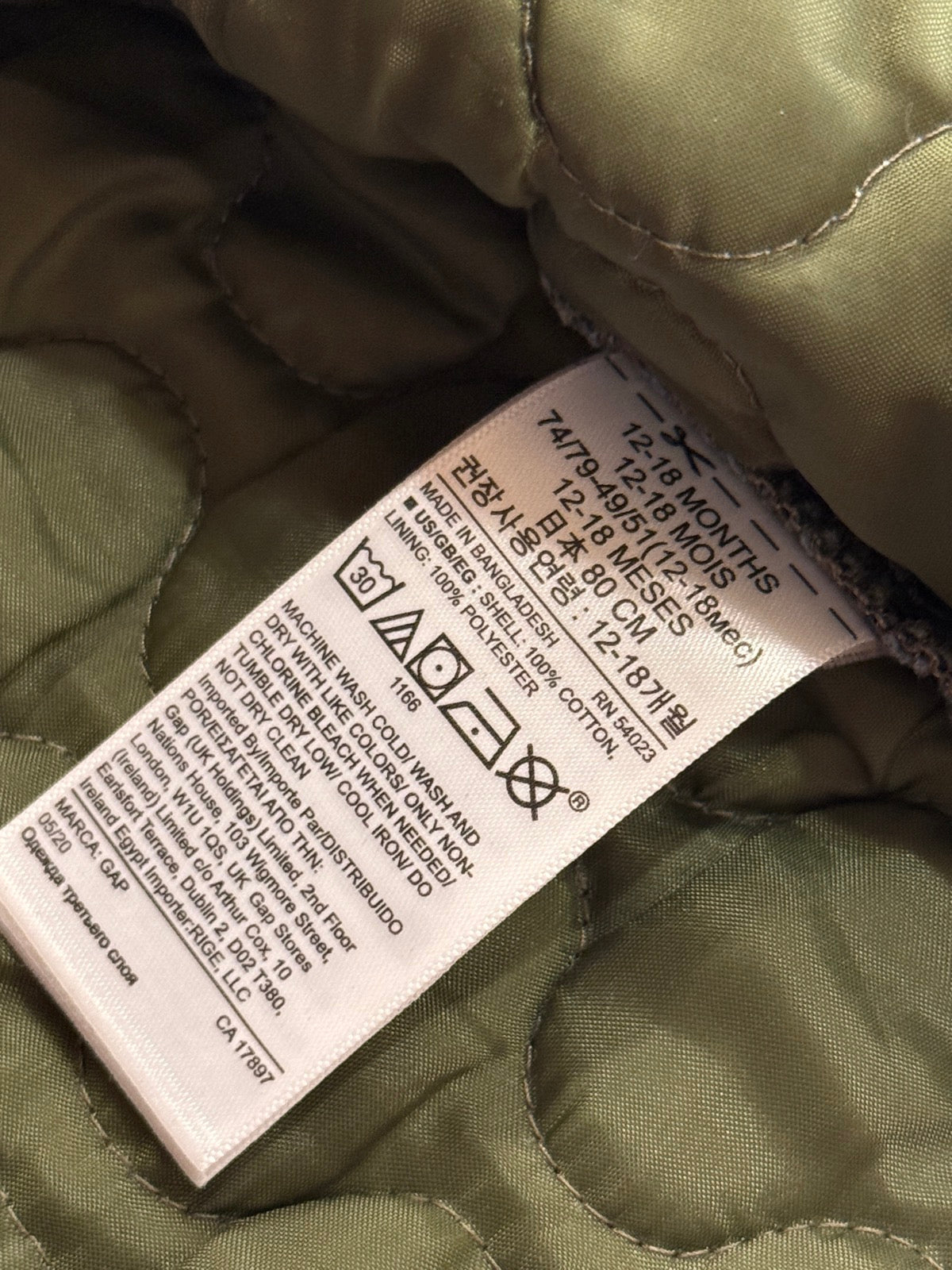 Gap Denim Quilted Jacket 12-18M