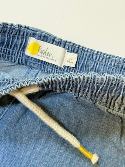 Boden Denim Drawstring Shorts Girls 4Y
