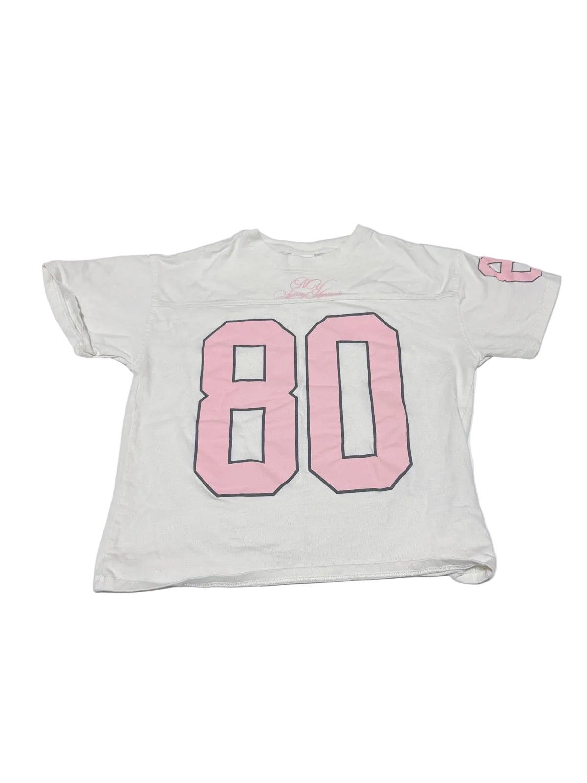 Zara White Pink 80 Jersey T-Shirt 11-12Y