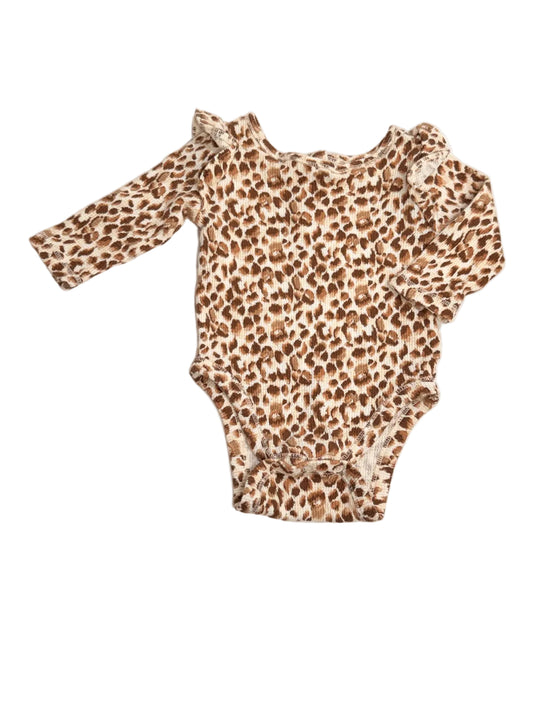 Leopard Print Long Sleeve Ruffle Bodysuit 0-3M
