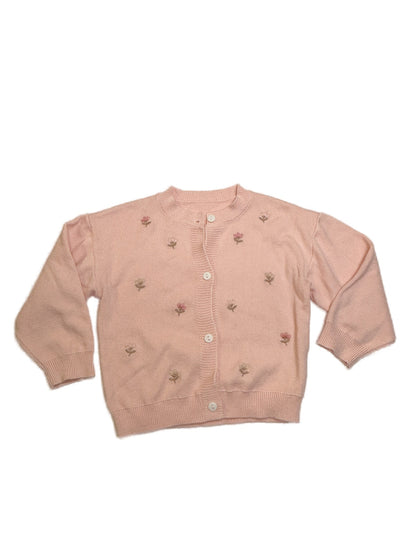 Floral Pink Knit Cardigan 12-18M