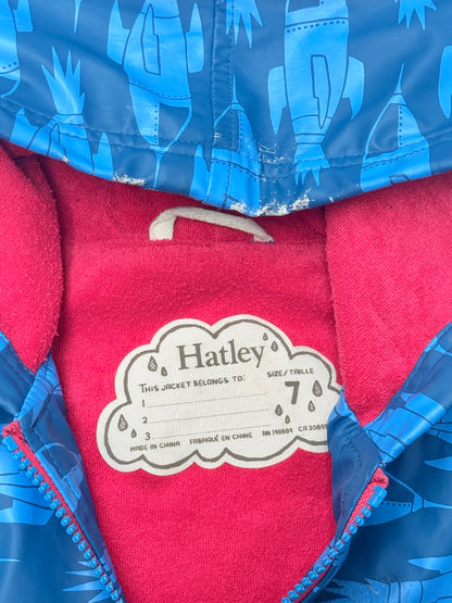 Hatley Rocket Print Fleece-Lined Raincoat Size 7