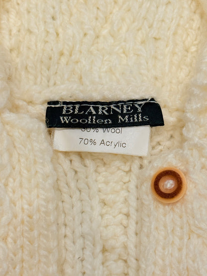 Sweat à capuche en maille torsadée crème Blarney Woollen Mills
