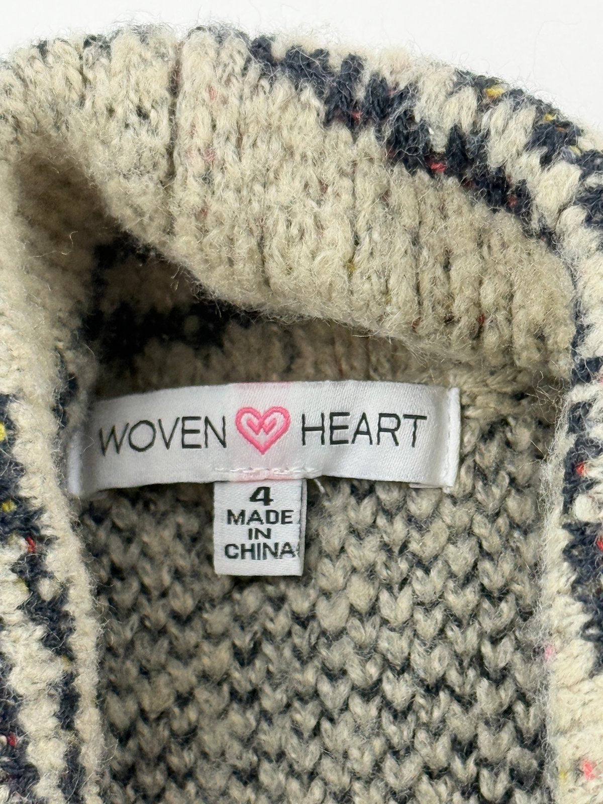 Woven Heart Aztec Knit Cardigan Size 4