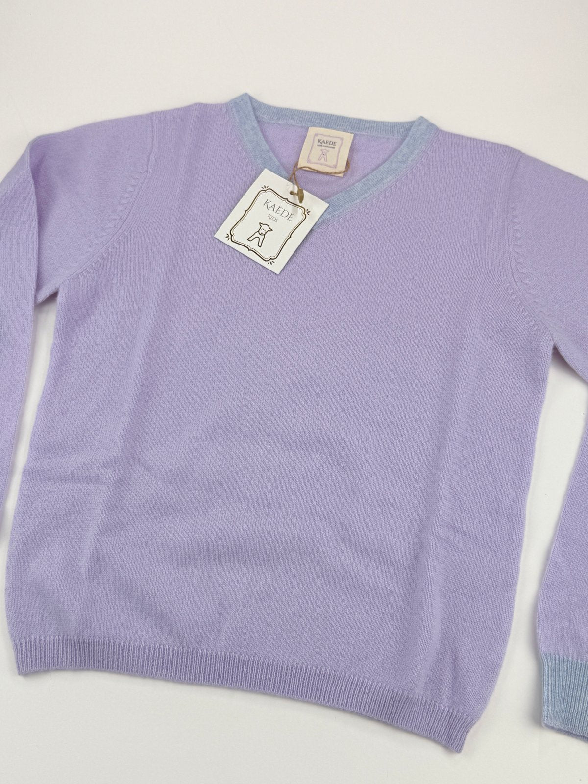 NWT - Kaede Kids Cashmere V-Neck Sweater 7-8Y