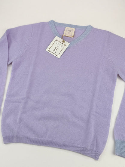 NWT - Kaede Kids Cashmere V-Neck Sweater 7-8Y